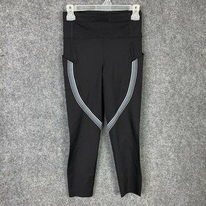 Lululemon Run Crew Tight 25 Quad Stripe Back Zip Pocket Leg Pockets Black